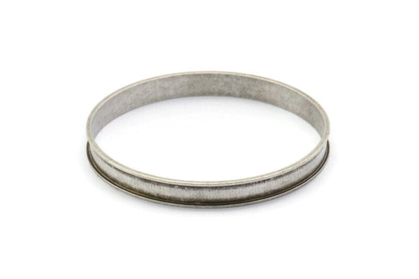 Silver Channel Bracelet - Antique Silver Plated Brass Channel Bangle Setting -Glue On- (8x66.5mm) V032 H1509