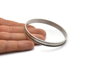 Silver Channel Bracelet - Antique Silver Plated Brass Channel Bangle Setting -Glue On- (8x66.5mm) V032 H1509