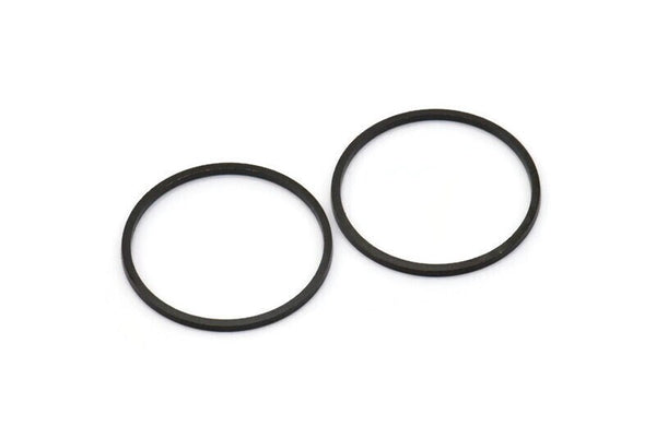 Black Circle Connectors, 12 Oxidized Black Brass Circle Connectors (24x1x1mm) BS 1092 S199