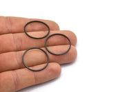Black Circle Connectors, 12 Oxidized Black Brass Circle Connectors (24x1x1mm) BS 1092 S199