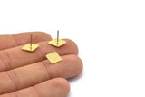 Brass Diamond Earring, 12 Raw Brass Tiny Diamond Shaped Stud Earrings (13x9x0.80mm) A2754