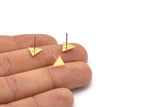 Brass Triangle Earring, 12 Raw Brass Tiny Triangle Shaped Stud Earrings (8x9x0.80mm) A2753