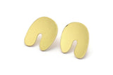 Earring Studs, 8 Raw Brass - U Shape Earrings - Brass Earrings - Earrings (17x15x0.80mm) A2761