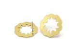 Brass Flower Earring, 8 Raw Brass Flower Shaped Stud Earrings (18x0.80mm) A2759