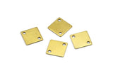Brass Square Charm, 50 Raw Brass Square With 2 Hole Charms, Findings (9mm) Brs 156 A0543