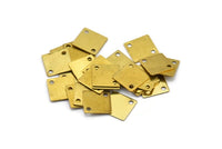 Brass Square Charm, 50 Raw Brass Square With 2 Hole Charms, Findings (9mm) Brs 156 A0543