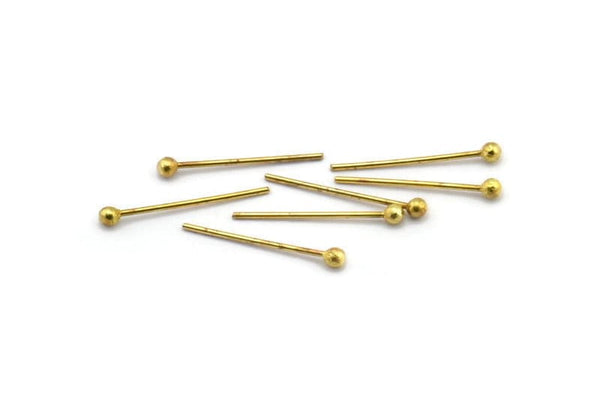 Gold Ball Pin, 200 Gold Tone Brass Ball Head Pins, Findings (16mm) A0004