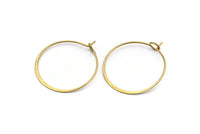 Brass Earring Wire, 24 Raw Brass Earring Wires (25mm) D1701