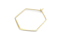 Gold Earring Wire, 10 Gold Plated Brass Hexagon Earring Wires (35x44mm) D1711 Q0728