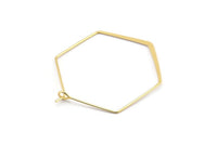 Gold Earring Wire, 10 Gold Plated Brass Hexagon Earring Wires (35x44mm) D1711 Q0728