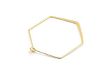Gold Earring Wire, 10 Gold Plated Brass Hexagon Earring Wires (35x44mm) D1711 Q0728