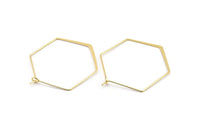 Gold Earring Wire, 10 Gold Plated Brass Hexagon Earring Wires (35x44mm) D1711 Q0728