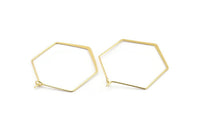 Gold Earring Wire, 10 Gold Plated Brass Hexagon Earring Wires (35x44mm) D1711 Q0728