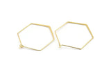 Gold Earring Wire, 10 Gold Plated Brass Hexagon Earring Wires (35x44mm) D1711 Q0728
