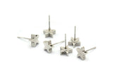 Gümüş Yıldız Küpe, 6 Antik Gümüş Kaplama Pirinç Yıldız Küpe (8x2,6 mm) D0126 A2008