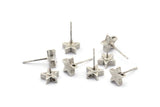 Gümüş Yıldız Küpe, 6 Antik Gümüş Kaplama Pirinç Yıldız Küpe (8x2,6 mm) D0126 A2008