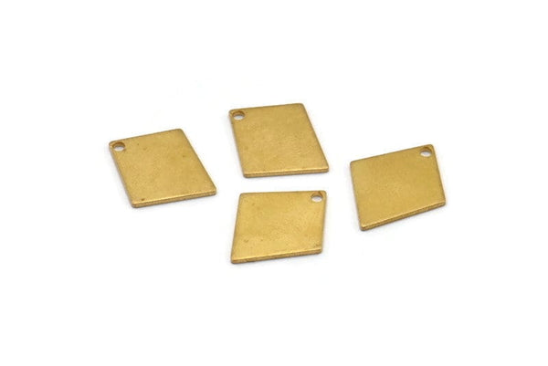 Brass Diamond Charm, 24 Raw Brass Rhombus Stamping Blanks With 1 Hole, Earrings, Findings (15x13x0.80mm) D1209