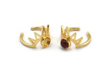 Gold Ring Setting, Gold Plated Brass King Crown Adjustable Rings With 1 Stone Settings - Pad Size 6mm N1278 Q1106
