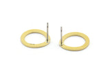 Earring Studs, 10 Raw Brass - Irregular Round Shape Stud Earrings - Brass Earrings - Earrings (14x13x0.80mm) A2774
