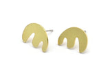 Earring Studs, 8 Raw Brass - Irregular Shaped Stud Earrings - Brass Earrings - Earrings (10x14x0.80mm) A2772