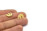 Earring Studs, 8 Raw Brass - Irregular Shaped Stud Earrings - Brass Earrings - Earrings (10x14x0.80mm) A2772