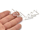 Silver Triangle Earring, 4 Antique Silver Plated Brass Triangle Stud Earrings (46x21x1mm) E034 A1216 H0445