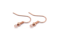 Wire Earring Hook, 100 Rose Gold Tone Brass Wire Earrings, Findings (17mm) A1106