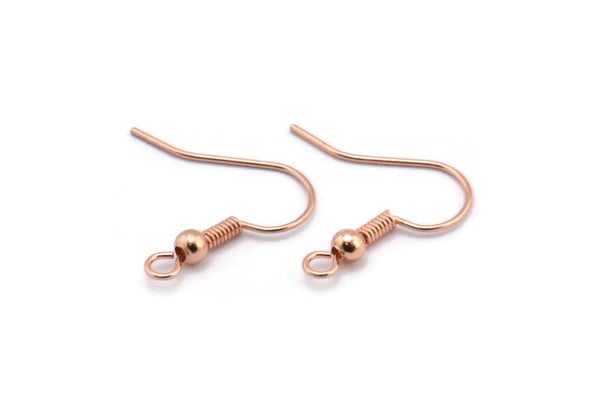 Wire Earring Hook, 100 Rose Gold Tone Brass Wire Earrings, Findings (17mm) A1106