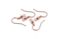 Wire Earring Hook, 100 Rose Gold Tone Brass Wire Earrings, Findings (17mm) A1106