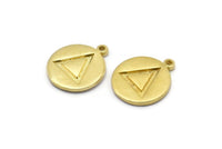 Pirinç Element Charm, 1 Döngülü 4 Ham Pirinç Ateş Elementi Sembolü Charm (17x14x1,5 mm) N2024