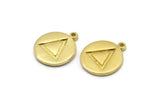 Pirinç Element Charm, 1 Döngülü 4 Ham Pirinç Ateş Elementi Sembolü Charm (17x14x1,5 mm) N2024