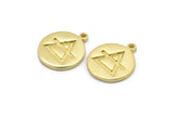 Brass Element Charm, 4 Raw Brass Air Element Symbol Charms With 1 Loop (17x14x1.5mm) N2026