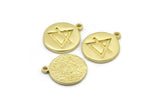 Brass Element Charm, 4 Raw Brass Air Element Symbol Charms With 1 Loop (17x14x1.5mm) N2026
