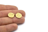 Brass Element Charm, 4 Raw Brass Air Element Symbol Charms With 1 Loop (17x14x1.5mm) N2026
