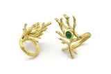 Brass Branch Ring, Raw Brass Branch Ring With 1 Stone Settings - Pad Size 6mm N2012