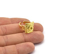 Brass Royal Ring, 2 Raw Brass Royal Rings With 1 Stone Settings - Pad Size 4mm N2002