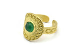 Brass Royal Ring, 2 Raw Brass Royal Rings With 1 Stone Settings - Pad Size 6mm N2008