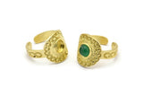 Brass Royal Ring, 2 Raw Brass Royal Rings With 1 Stone Settings - Pad Size 6mm N2008