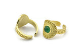Brass Royal Ring, 2 Raw Brass Royal Rings With 1 Stone Settings - Pad Size 6mm N2008