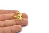 Brass Royal Ring, 2 Raw Brass Royal Rings With 1 Stone Settings - Pad Size 6mm N2008