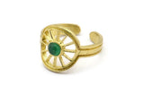 Brass Ring Settings, 2 Raw Brass Sun Rings With 1 Stone Setting - Pad Size 4mm N2004
