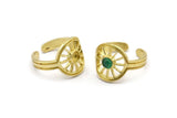 Brass Ring Settings, 2 Raw Brass Sun Rings With 1 Stone Setting - Pad Size 4mm N2004