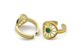 Brass Ring Settings, 2 Raw Brass Sun Rings With 1 Stone Setting - Pad Size 4mm N2004