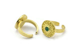 Brass Ring Settings, 2 Raw Brass Sun Rings With 1 Stone Setting - Pad Size 4mm N2016