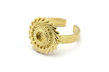 Brass Royal Ring, 2 Raw Brass Royal Rings With 1 Stone Settings - Pad Size 4mm N2006