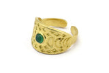 Brass Ring Settings, 2 Raw Brass Moon Phases Shaped Rings With 1 Stone Setting - Pad Size 4mm N2003