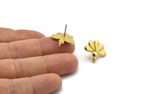 Earring Studs, 2 Gold Plated Brass -  Stud Earrings - Gold Earrings - Earrings (17x16x2mm) N1739