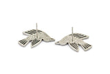 Gümüş Kuş Küpe, 2 Antik Gümüş Kaplama Pirinç Kuş Küpe (24x15x1,2 mm) N1645 H1091