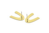 Earring Studs, 8 Raw Brass - U Shape Earrings - Brass Earrings - Earrings (17x13x0.80mm) A2790