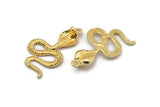 Gold Snake Charm, Gold Plated Brass Cobra Snake Charm With 1 Loop, Pendants, Findings, Earrings (45x26x8x2mm) N1639